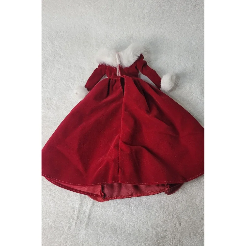 Burgundy Velvet Holiday Doll Gown Faux Fur Trim Victorian Christmas Dress